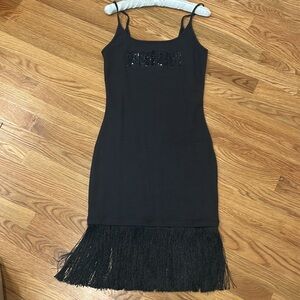 Charlotte Olympia x Puma Streetwear Black Sleeveless Midi Fringe Dress medium